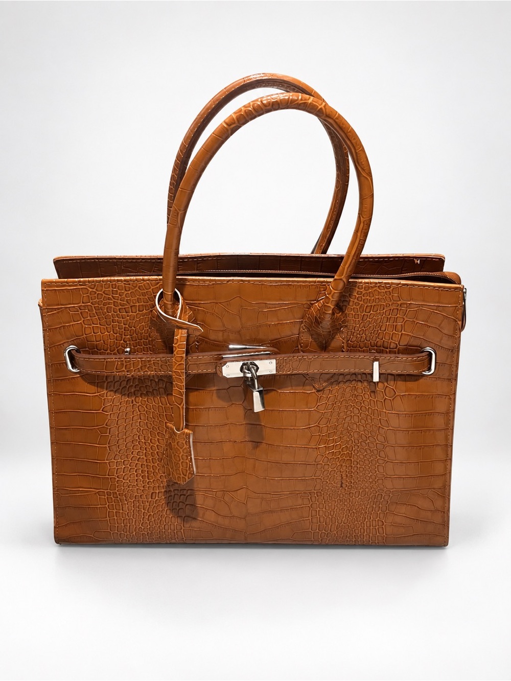 Classic Croc-Embossed Tan Tote Bag